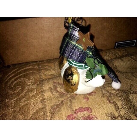 Snowman Angel in Plaid Hat, Check Scarf, Quality Resin Christmas Ornament - Picture 11 of 12